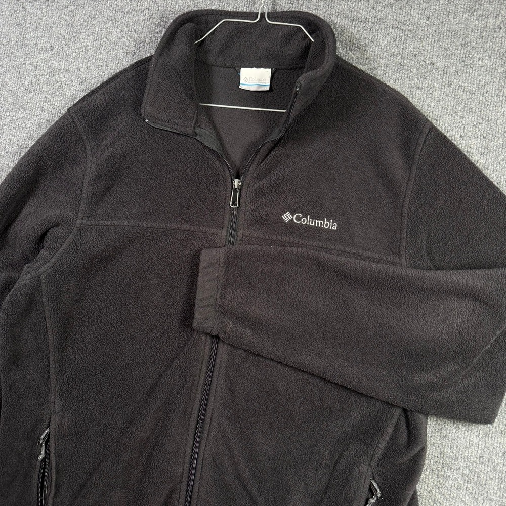 Columbia Fleece Jacket Mens Large Black Full Zip Steens Mountain Soft Layer